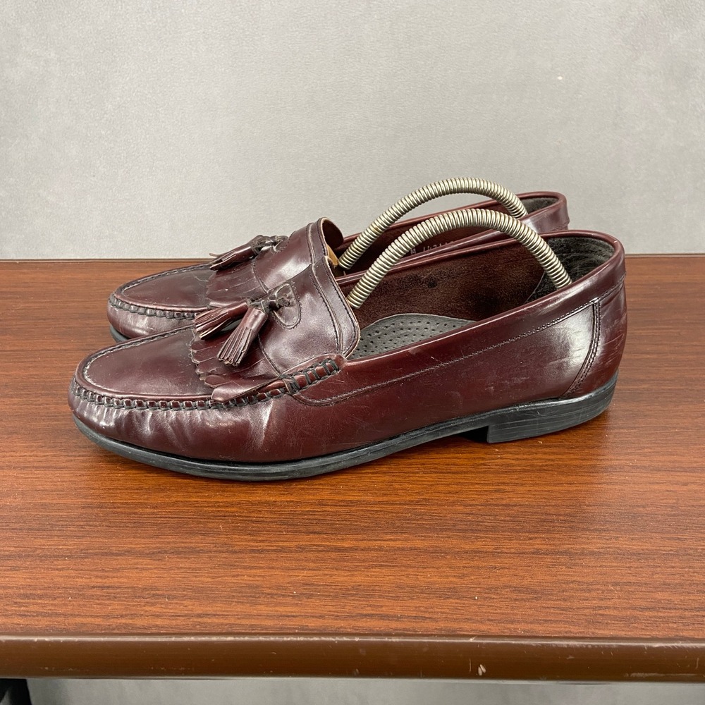 Hush Puppies Mens 11 M Burgundy Leather Kiltie Tassel Loafers 19106 Dress Shoes